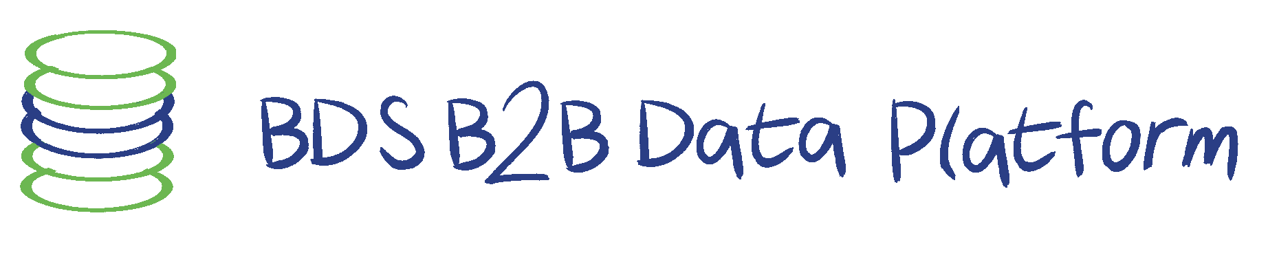 links grafisch dargestellt eine Datenbank, Text: BDS B2B Data Platform